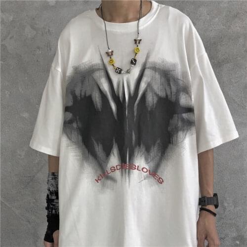 Graphic T Shirts Goth Harajuku Women Tops Short Sleeve O Neck Tee Men Japan Vintage Cartoon Print Tshirts Loose T-shirt