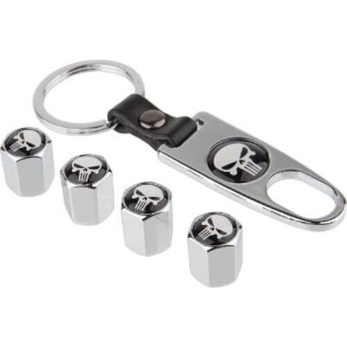 4pcs/lot Black Sliver Wrench Car Wheel Airtight Tyre Tire Valve Caps Emblem Fits For Punisher Skull Logo VW BMW Ford Toyota