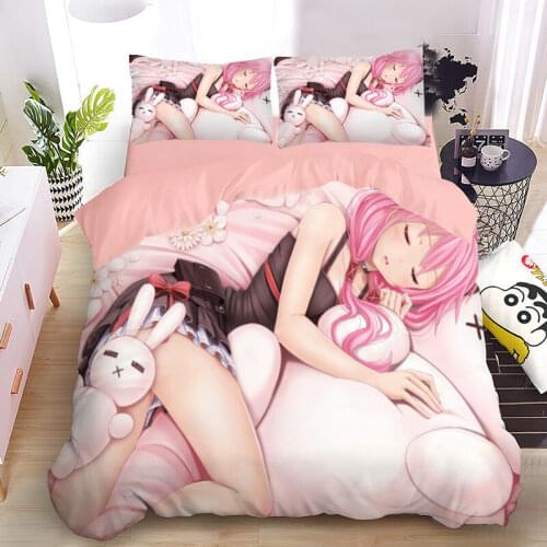 Girl Cartoon Bedding Set Japanese Anime 3D Digital Printed Down Quilt Cover Sexy/Cute Home Textiles Single Quilt Cover