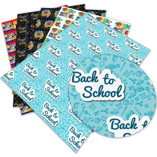 Start of School Theme Pencils Cartoon Pattern PU Faux Leather Sheets for DIY Earrings Bows Jewelry Making 22X30 cm