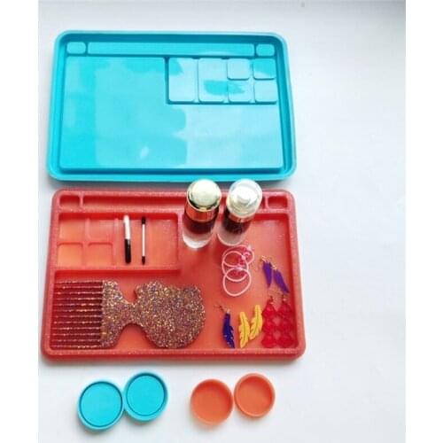 Makeup Box Tray Epoxy Resin Mold Rouge Case Silicone Mould DIY Crafts Jewelry Cosmetic Organizer Casting Tools