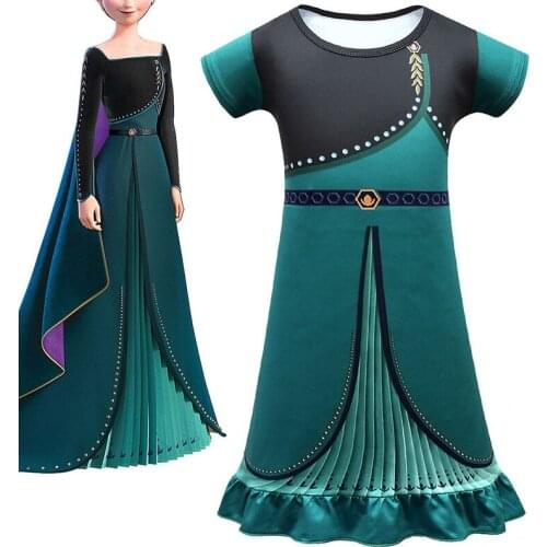 Fashion Kids Clothes Baby Girls Cartoon Anime Elsas Cosplay Costume Short Sleeves Childrens Princess Dresses Casual Clothing
