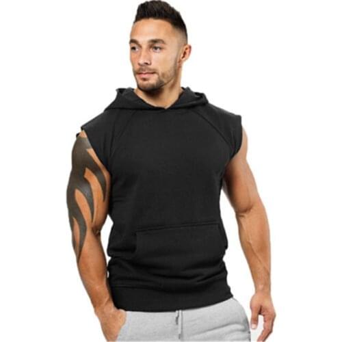 Men Muscle Sleeveless Hoodies Tank Top Bodybuilding Gym Workout High Elasticity fitness vest muscle Top Tees Plus Size