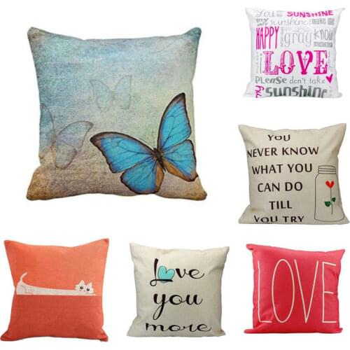 Soft Room Gifts Single Sides PrintingFashion Vintage Soft Linen Pillow Case Waist Throw Cushion Case Home