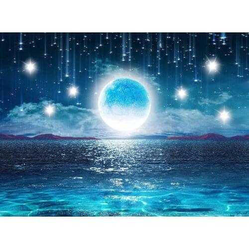 Starry Sky Ocean Moon and Stars Tapestry Wall Hanging Cloth Home 3D Cosmic Galaxy Space
