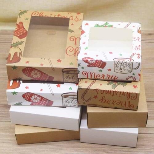 Window box 10pcs 22x16x6cm big size DIY Christmas gifts paper packing box kraft /white color candy faovrs package box