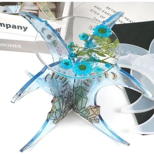 Castle Lunar Eclipse Flower Pot Stand Crystal Epoxy Resin Mold Flowerpot Organizer Planter Rack Casting Silicone Mould