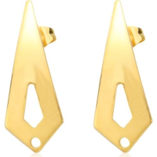 10pcs/lot Surgical Steel Real Gold Plated Arrow Ear Post Stud Earrings with For DIY Dangle Earring Jewelry Making Accessories