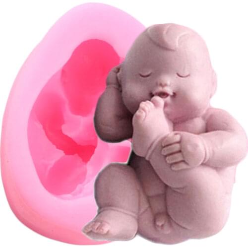 3D Sleeping Baby Silicone Mold Baby Birthday Fondant Cake Decorating Tools Candy Chocolate Gumpaste Mould Soap Resin Clay Moulds