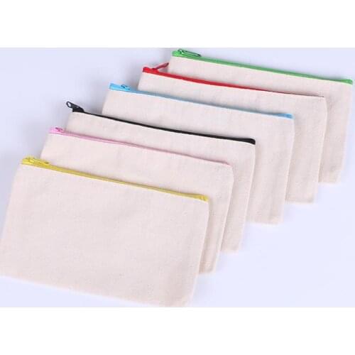 Sublimation Blank Cosmetic Bags Canvas Zipper Pencil Cases Customized Women Makeup Bag Fashion Handbag Pouch Bags SN3581