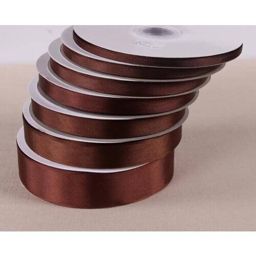10 Yards\lot Brown Polyester Fabric Ribbons DIY Material Single Grosgrain Ribbon For Wedding Party Decor Gift Packing Belt