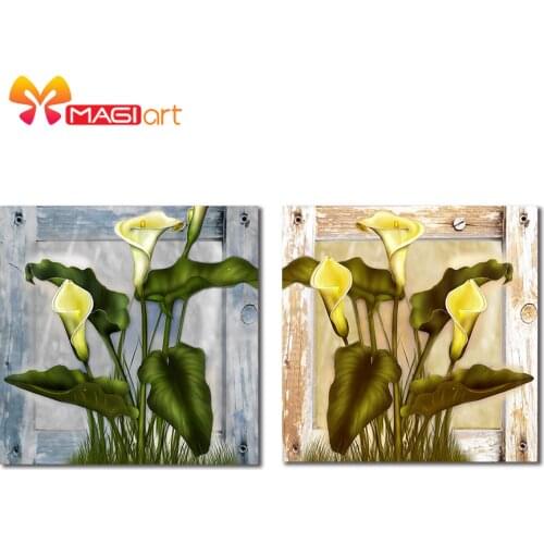 Cross stitch kits Embroidery needlework sets 11CT water soluble canvas patterns 14CT Flower painting bloom Lilies-NCMF091