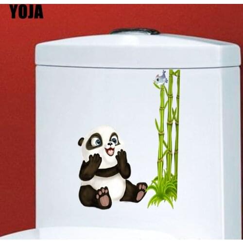 YOJA 17.1X24.3CM Lovely Pandas And Bamboo Home Decor Wall Sticker Toilet Decal T3-1138