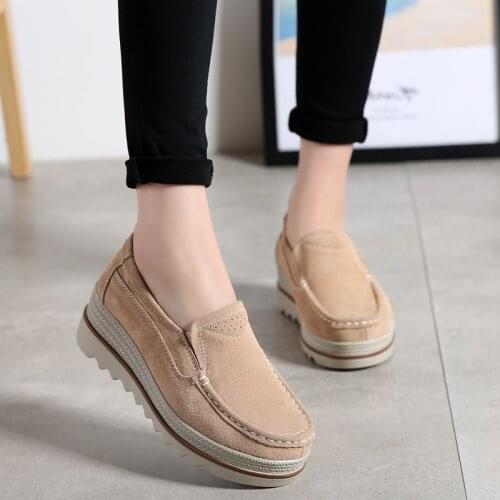Ladies Platform Shoes Loafers 35-42 Plus Size Sneakers Genuine Leather Women Sneakers Tenis Feminino Casual Shoes Women Trainers