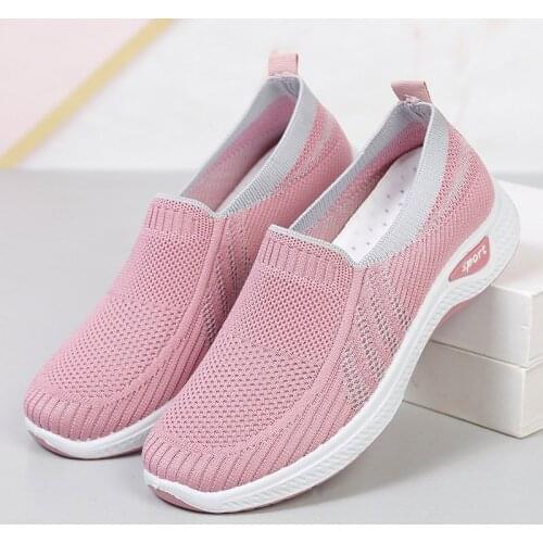 Woman Sneakers Knitted Shoes Breathable Female womens Vulcanized shoe Solid Walking Shoe Fashion Summer Flats Casual 2021 New