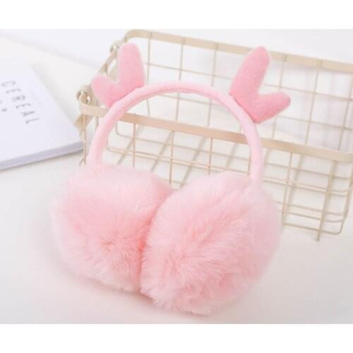 Women Winter Earmuffs Earwarmers Deer Elk Antlers Earlap Warmer Headband Earmuff Flannel Fur Earmuffs Ear Warmer Cover Wrap Band