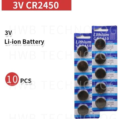 10pcs CR2450 button cell coin battery 2450 ECR2450 KCR2450 5029LC LM2450 3V lithium Battery For Watch Electronic Devices