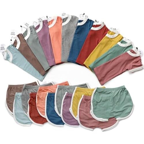 2021 Summer New Cotton Baby Clothing Sets Toddler Girls Boys T Shirt Casual Children Tracksuits Casual Sports Suits 2pc/set