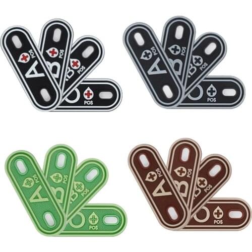 3D A + B + AB + O + Laces Blood Type Buckle Pendant PVC Label Stickers Outdoor Clothing Zipper Lanyard Military Tactics Badge