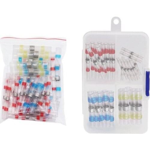 50 Pcs Heat Shrinkable Terminal Solder Ring Intermediate Tube Solder Seal Wire Connectors Waterproof Solder Butt Kit