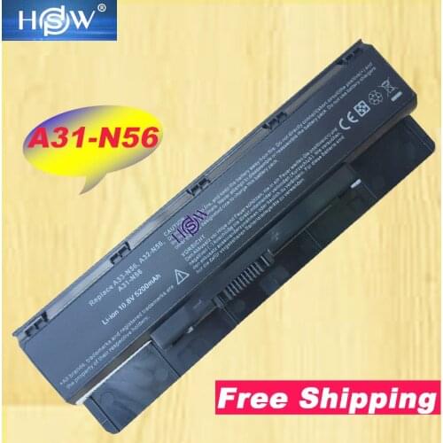 HSW 6cell Laptop Battery A31-N56 A32-N56 A33-N56 For Asus N56 N56D N56DY N56J N56JK N56VM fast shipping