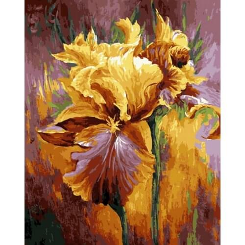 Frameless diy paintings by numbers for wall decor flowers picture by numbers on canvas for home decor 4050cm yellow peony