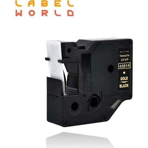 Label World 45814 label tapegold on black ribbon Compatible for Dymo D1 printer 45814 19mm label tape 2 PACK