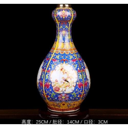 Jingdezhen porcelain enamal vase handicraft collection ornaments TV wine cabinet living room tea table bedside decoration