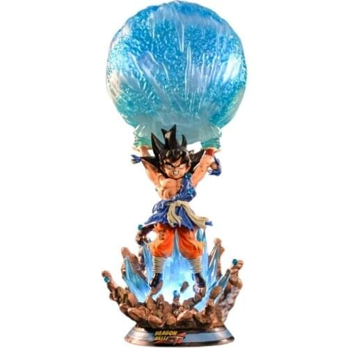 Dragon Ball Z Anime Figure GK Son Goku Figma Spirit Bomb Oversized 46cm Model Can Shine Desktop Collection Battle Statue Toys
