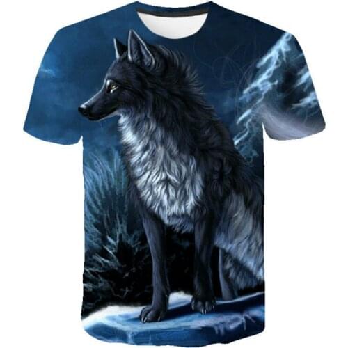 Animal Wolf 3D printing T-shirt mens popular T-shirt Blue Top 3D printing T-shirt...Wolf prints are on sale, welcome to order