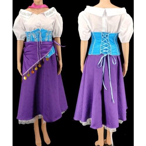 Hunchback Cosplay Esmeralda Costume Adult Women Stage Performance Dance Dress Fancy Halloween Carnival Party Gown