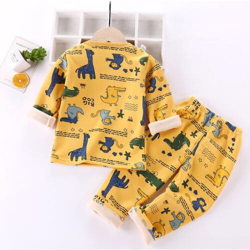 Long Johns Pajamas for Children Pants Boy Thermal Underwear Girls Clothes Thick Tops Cartoon Clothing Underpants Baby Underwear