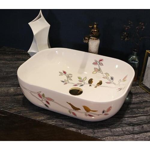 Handmade Europe Style Lavobo Ceramic Bathroom Luxurious Artistic Bathroom Sink Countertop ceramic wash basin bathroom sink