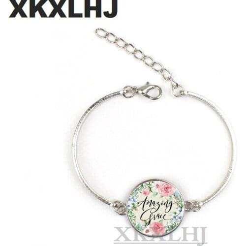 XKXLHJ Classic Bible Verse Bracelet Handmade Art Picture Glass Dome Charms Bracelet Psalm Quote Jewelry Christian Gifts