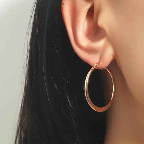 Club Exaggerated Geometric Large Circle Earrings for Women Gold Silver Color Stainless Steel Round Hoop Earrings Party Jewelry