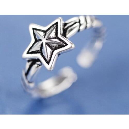 925 Sterling Silver Literary Star Wild Temperament Simple Fresh Personality Fashion Female Resizable Opening Rings SRI148