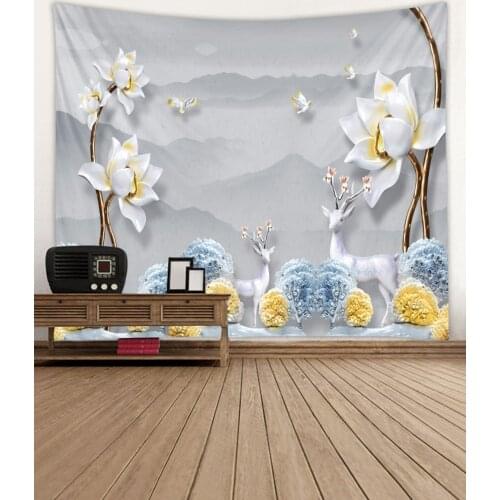 Deer Tapestry Wall Hanging Bed Spread Beach Towel Table Cloth Yoga Mat Muebles de la Sala Christmas Decoration Large Size