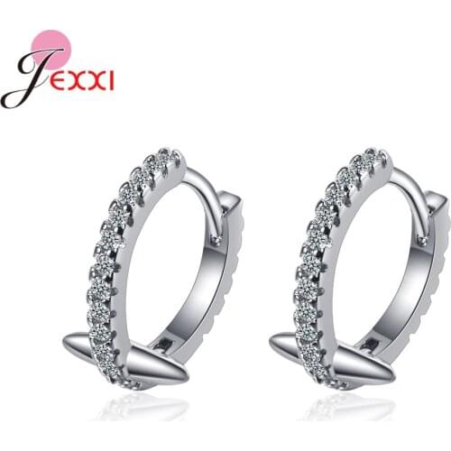 New 925 Sterling Silver Earrings Sparkling Single Row Zircon Hoop Earrings For Women brincos oorbellen pendientes