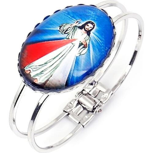 Wholesale Gifts NEW Jewelry 2021 Trend Bangles For Women Charms Cross Jesus Bracelet Catholic Portrait Pictures Charms Vintage