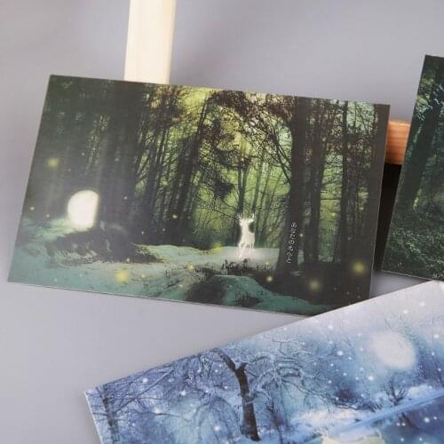 30pcs Vintage Luminous Postcard Glow In The Dark Forest Streamer Animal Greeting Post Card Novelty Xmas Greeting Cards Gift R9JB