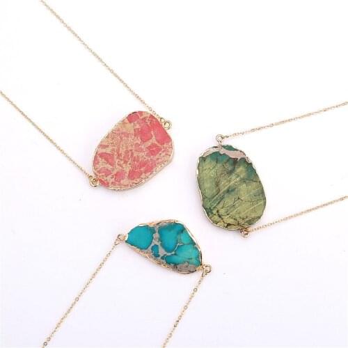Natural Stone Irregular Oval-shaped Necklaces Agates Double Hanging Pendant 2020 Statement Choker Necklace for Women Jewelry
