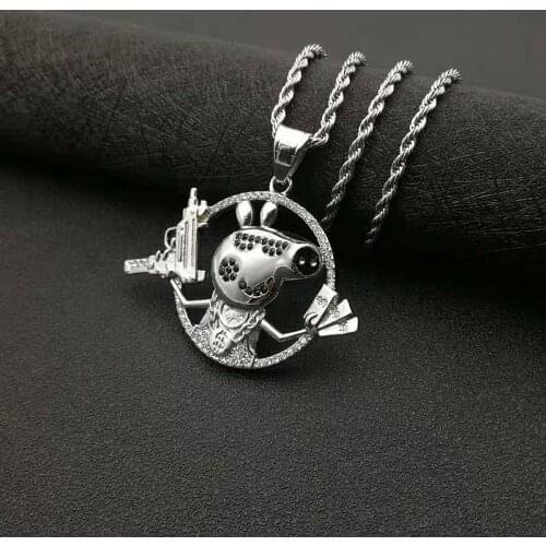 POTCET Neutral Stainless Steel Crazy Piggy Titanium Steel Pendant Necklace Geometric Fashion Party Jewelry