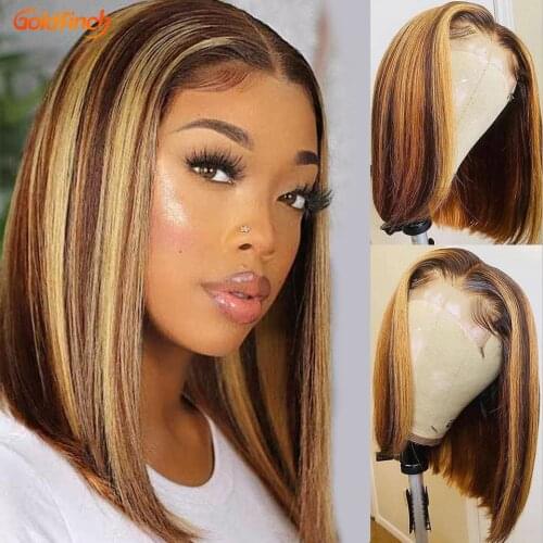 Highlight Bob Wig Human Hair Perruque Bob Hd 4x1 T Part Lace Wig Human Hair Remy Brazilian Wig Straight Short Bob Lace Front Wig