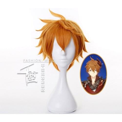 Cosplay Wig Anime Genshin Impact Short Heat Resistant Synthetic Hair Tartaglia Role Play Costume Wigs