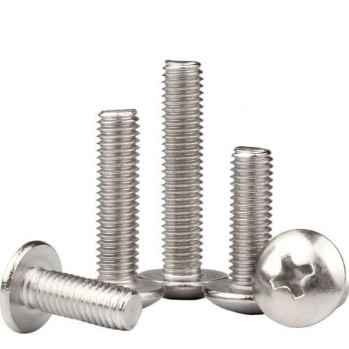 Phillips Cross Recessed Large Truss Head Machine Screw Metric Thread Mushroom Head Bolt 304 Stainless Steel M5 M6 M8