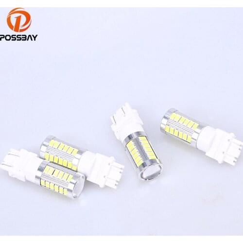 POSSBAY 2/4 Piece T25 3157 SMD 33 LED White Universal Car Turn Signal Brake Light Daytime Running Light Turn Signal Tail Light