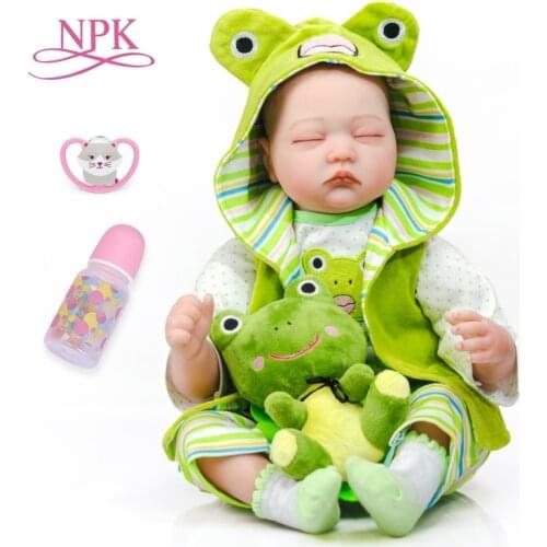 NPK 55CM Lifelike Soft Body Bebe Doll Reborn Baby Sleeping Life Size Newborn baby doll Flexible Hand-Drawing Hair 3D Skin Tone