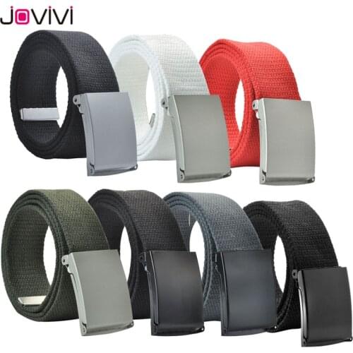 Jovivi 113cm/130cm Super Canvas Fabric Military Belt Cloth Waist Jeans Buckle Belts Unisex Fashion Women Men Pants Belts