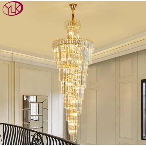 Luxury modern crystal chandelier for staircase gold/chrome home decoration loft chandeliers lighting fixtures