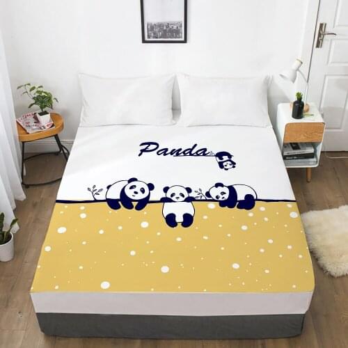 Cartoon Childrens Elastic fitted sheet bed sheet With An Elastic Band Mattress Cover Bed cover for kids baby Panda yellow